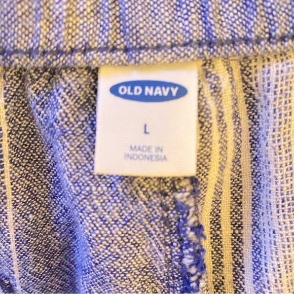 Old Navy-navy blue striped linen pants, size L. - Picture 3 of 5